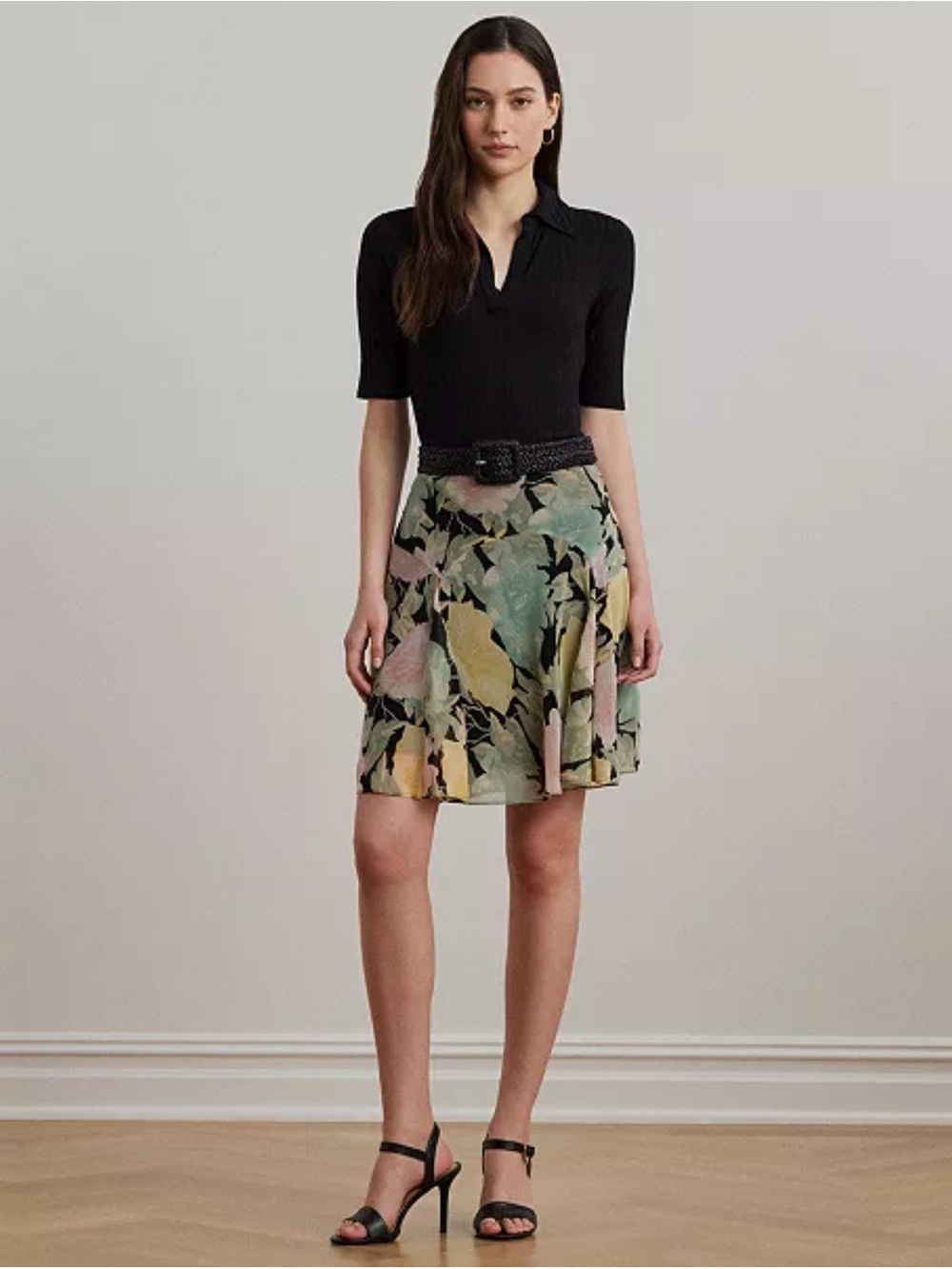NWT Lauren Ralph Lauren Floral Crinkle Georgette Skirt Size 14